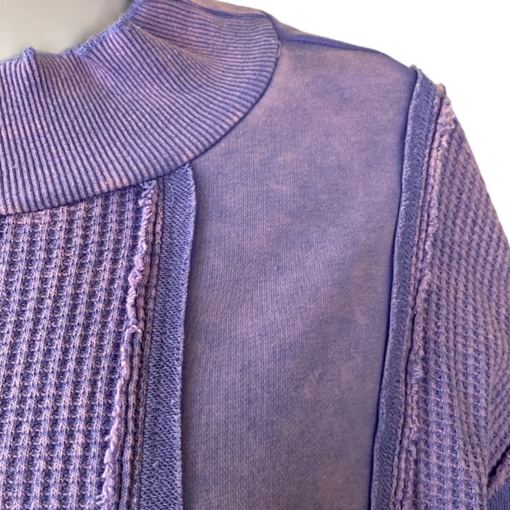 Periwinkle Washed Mixed Fabrics/Long Sleeve Pullover Top /thumbholes/ tunic NWT - Picture 8 of 15